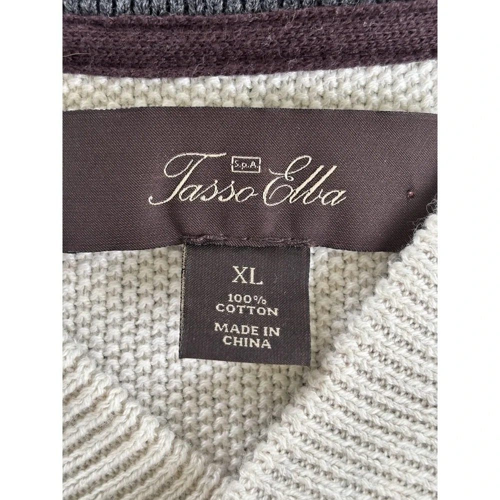Tasso Elba men's cream-colored shawl collar/crossover V-neck pullover sweater XL